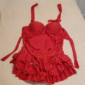 Retro red and white polka dot bikini